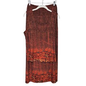 Vintage Pleat Pleat By Rafael 2 Piece Set Womens XL Orange Tank Skirt Geometric